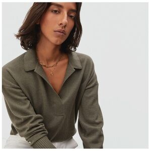 Everlane Olive Green Women's Cashmere Polo Sweater